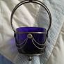 BOWL - Vintage Blue Glass - Metal Basket Image 2
