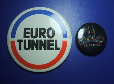 EURO TUNNEL (The Channel Tunnel) - two promotional button badges (1990's)