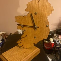 Ireland map wooden hand craved clock free postage
