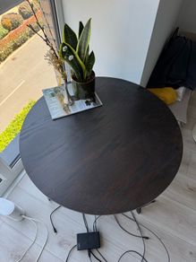Coffee table dark brown stained oak veneer 80 cm