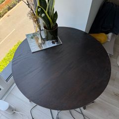 Coffee table dark brown stained oak veneer 80 cm
