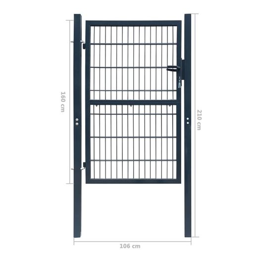 2D Fence Gate (Single) Anthracite Grey 106 x 210 cm