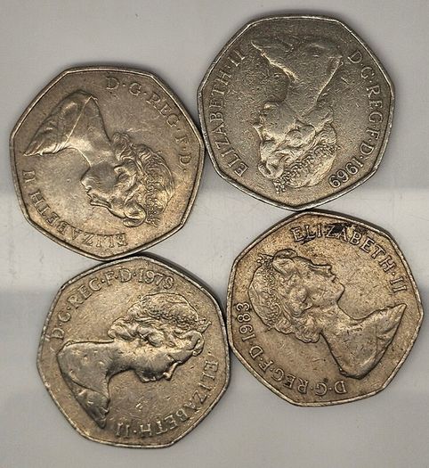 GB 1973 1979 1969 1984 50p Coin Lot