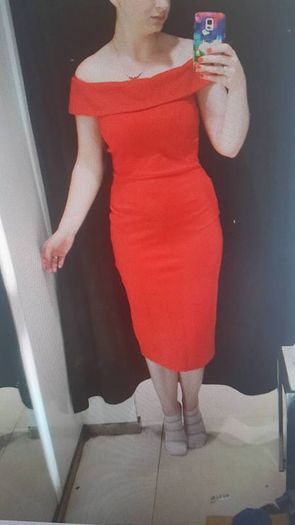 Off shoulder orange Zara Dress
