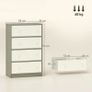 Chest of Drawers, Dresser with 4 Fabric Drawers - White and Grey Image 2