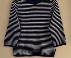Barbour Modern Heritage  Stripe Cotton Sweater UK 12 Navy & White Breton Knit