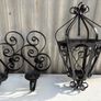 Vintage wrought iron lighing sconcrs x2 and ceiling piece. C1960 Image 10