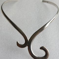 Vintage 1980s Sterling Silver 925 Torque Spiral Collar Necklace 37g