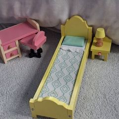 Barbie doll wooden furniture bedroom set