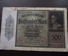 Germany. Reichsbanknote. 500 Mark (27.3.1922)