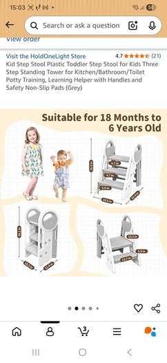 Kid Step Stool Plastic Toddler Step Stool for Kids Three Step Standing Tower for Kitchen Bathroom