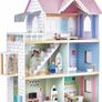 Wooden Dolls House, 2.6 Feet High with Elevator, Doorbell, Light 15 Pieces Furnitures and 3 Dolls, Toys Suitable for Girls Aged 3-7+, Birthday and Christmas Gift Image 5