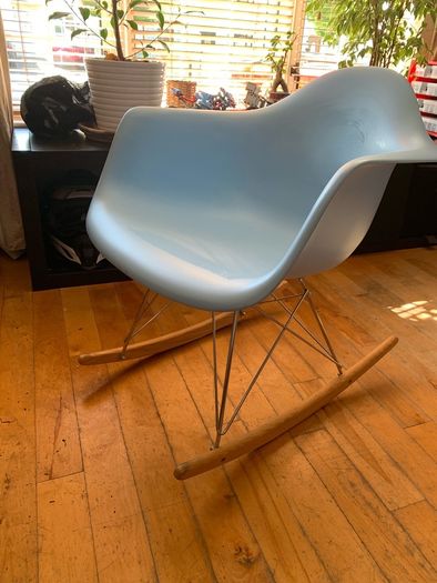 Charles Eames Style Baby Blue Retro Rocking Chair