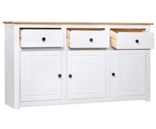 Sideboard White 135x40x80 cm Solid Pinewood Panama Range