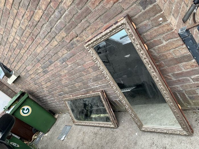 pair of vintage ornate framed mirrors old pub window divider originally mounted back to back