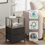 Bedside Table with Charging Station, Side Table with 2 USB Ports and Outlets, Nightstand with Cloth Drawer, Set of 2, End Table, Greige Image 4