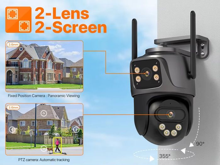 Outdoor 4G SIM Card IP Camera Dual Screen Outdoor PTZ Camera Auto Tracking Security Video Surveillance iCsee
