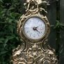 Vintage Ornate gold / brass Mantle Clock with Jousting Knight on Horse. Portugal Quartz. Image 2