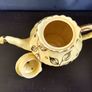 Vintage Arthur Wood Teapot and Matching Milk Creamer in a Gilt Pattern of Leaves and Spots on a Sunshine/Banana Yellow Glazed Background, in the Prince Shape Image 9