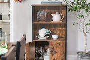 Bookcase, Book Cabinet, Office Shelf, Kitchen Cabinet with 2 Open Compartments, Adjustable Shelf in Cupboard, Multifunctional