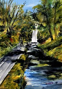glencar waterfall watercolour