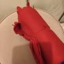 Red throw with scalloped edges Image 2