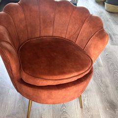 Large Rust/Copper Velvet Scalloped Tub Armchair
