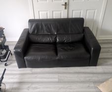 Two Seater Black Leather Sofa Couch