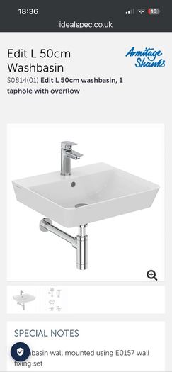 Wash hand basin porcelain 50cms