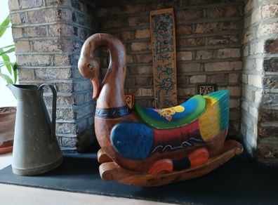 Exotic Hand Carved Rocking Swan
