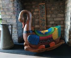 Hand Carved Exotic Wood Rocking Swan
