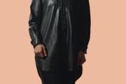 H&amp;M Black Faux Leather Shirt Dress  Size S