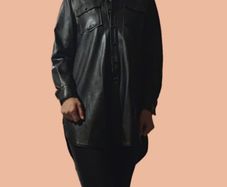 H&M Black Faux Leather Shirt Dress  Size S