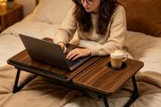 laptop desk Laptop Desk, Walnut Color, Foldable Office Desk with Adjustable Tilt Angle
