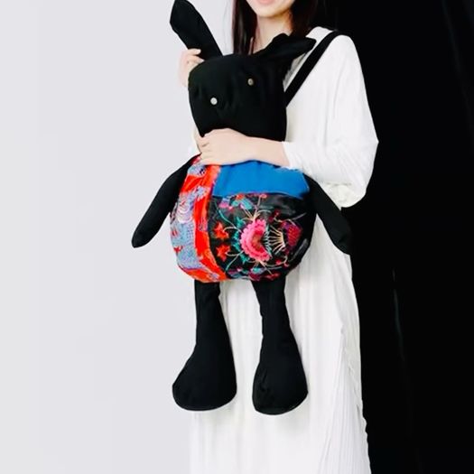 Designer Oversized Embroidered Bunny Backpack  Brand New