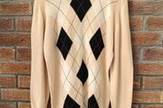 Vintage Lyle &amp; Scott Argyle 100% New Wool Knit Jumper Mens Medium M