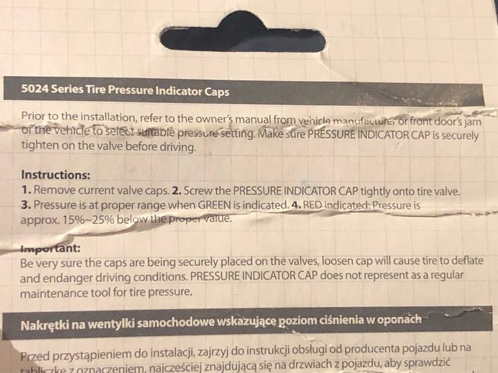 Pressure indicator caps