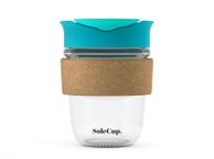 main image for ad SoleCup Reusable Glass Travel Mug with Cork Band and Lid - Blue