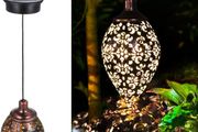 Solar Lantern Light,Outdoor Hanging Garden Lights Metal Lamp for Patio, Patio Decor Metal Yard Art Garden Accessories Outdoor Decorations for Porch,Yard, Lawn, Patio, Courtyard