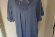 BNWT Cellbes blue embroidered top size UK22/24 EU50/52 Postage included