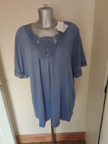 BNWT Cellbes blue embroidered top size UK22/24 EU50/52 Postage included