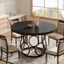 Round Dining Table With Metal Base Colour (Black Brown) Image 2