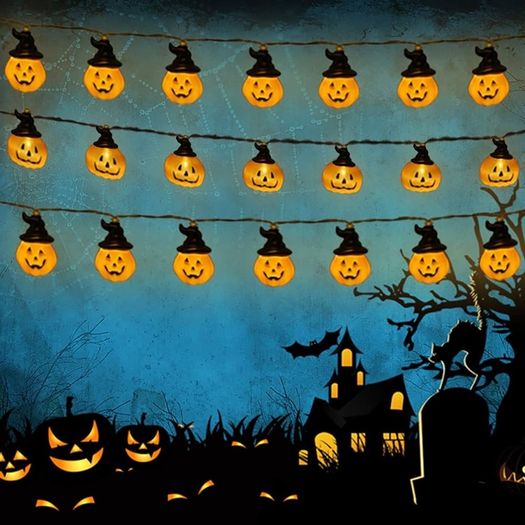 Pumpkin Lights Halloween String Lights Battery Powered Halloween Decoration Pumpkin Lights 16.5ft 20 LED for Halloween Party Indoor Outdoor Home Festival Decoration