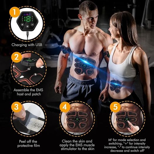 EMS Muscle Stimulator, ABS Trainer Muscle Stimulator, 6 Modes & 19 Intensities, Tactical X Abs Stimulator Full Body Ab/Arm/Hip Trainer for Men Women