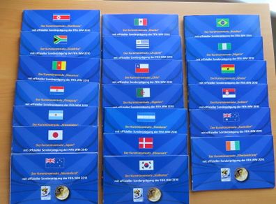 World Cup Official FIFA BUNC coin sets ( incl RARE North Korea ) plus 2010 world cup medals