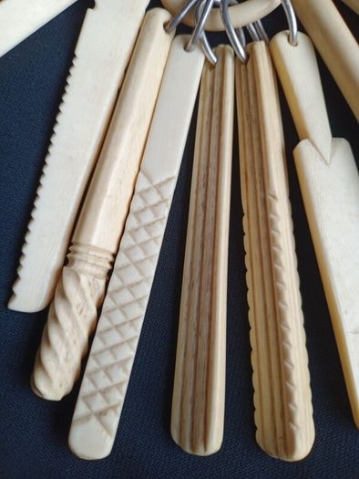 Antique Victorian Set of 9 Carved Ivory Teething Sticks