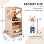 Wooden Kitchen Step Helper Learning Standing Tower with Slide 3 Levels Adjustable Heights Standing Step with Chalkboard Multifunctional Kids Step Stool Suit for Kitchen Counter and Children's Room Image 7