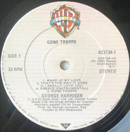 George Harrison Beatles - Gone Troppo Irish Pressing Vinyl Album LP