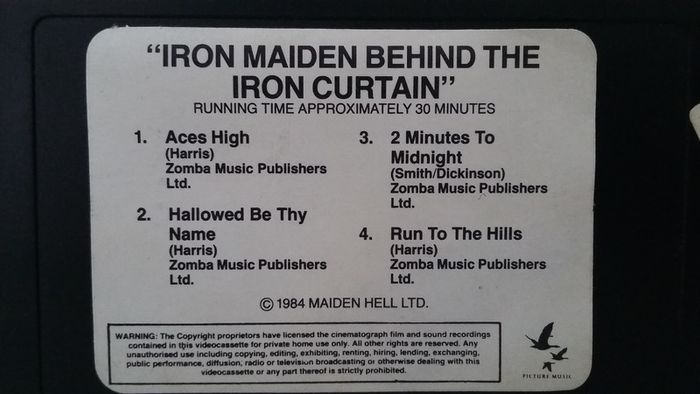 "Iron Maiden Behind The Iron Curtain" Vhs Pal Video Tape (EXTREMELY RARE) And In A Remarkable Fantasic Condition