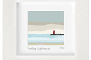 Calming Day at Poolbeg Lighthouse in Dublin Bay MINI Framed Print.